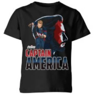 image of Avengers Captain America Kids T-Shirt - Black - 11-12 Years