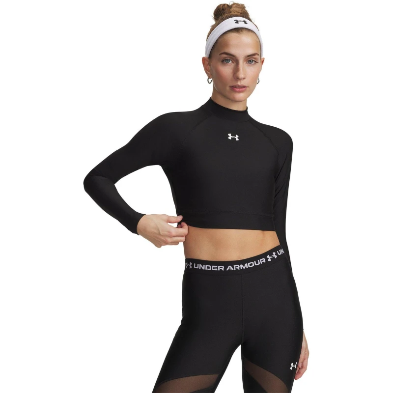 Image of Under Armour UA HG Crop Mock LS Ld63 Black/White female 14 (L)