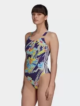 Image of adidas Positivisea 3-stripes Swimsuit, Black/White, Size 28, Women