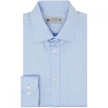 Image of Turner and Sanderson Elvedon Tailored Fit Dobby Spot Shirt - Blue