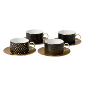 Image of Wedgwood Arris set of 4 tea cups saucers gift boxed