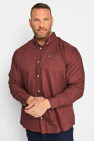 image of BadRhino Long Sleeve Oxford Shirt Red