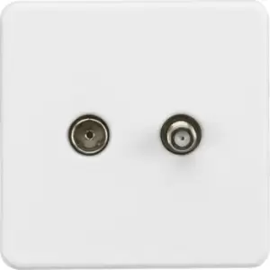 Image of MLA Knightsbridge 1 Gang TV And Sat TV Outlet (Isolated) Matt White - SF0140MW