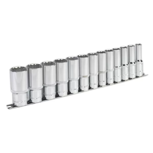 Image of Sealey AK2675 Socket Set 13pc 1/2Sq Drive 12pt Deep WallDrive® Imperial