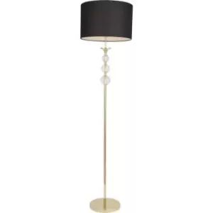 image of Zumaline Rea Floor Lamp with Shade, Gold, Black, 1x E27