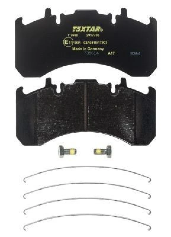 Image of TEXTAR 2917705 Brake pad set prepared for wear warning indicator, with accessories, with brake caliper screws Brake Pad Set,disc brake (402)