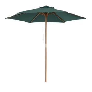 image of Outsunny 2.5m Wooden Garden Patio Parasol Umbrella-Dark Green