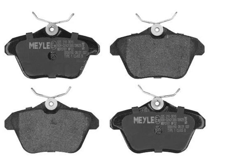 Image of MEYLE 025 216 0616 Brake pad set Rear Axle, excl. wear warning contact, Original Quality, with anti-squeak plate Brake Pad Set,disc brake (402)