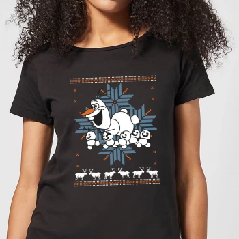 Image of Disney Frozen Olaf and Snowmen Womens Christmas T-Shirt - Black