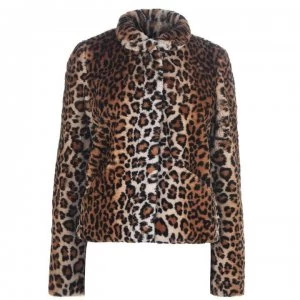 Image of Only Vida Faux Fur Coat - Leopard