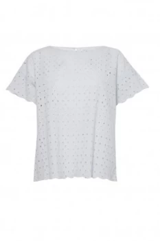 Image of Great Plains Summer Broiderie Anglaise Top Blue