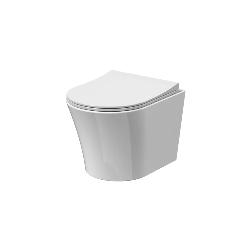 Image of Balterley Wall Hung Toilet Pan & Soft Close Sandwich Seat 363mm x 365mm x 475mm in White White Unisex