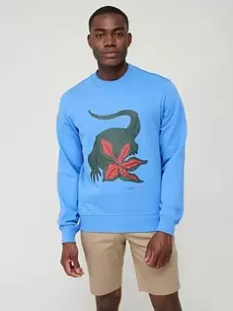 image of Lacoste x Netflix Stranger Thing Crew Neck Sweat, Blue Size M Men