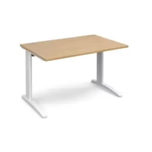 Image of Office Desk Rectangular Desk 1200mm Oak Tops With White Frames 800mm Depth TR10