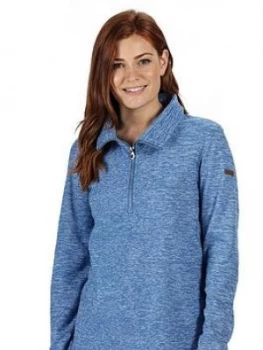 image of Regatta Fidelia Quarter Zip Marl Fleece - Blue, Size 8, Women