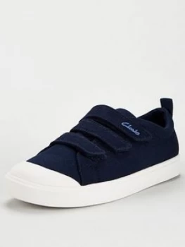 Image of Clarks City Vibe Canvas Shoe, Navy, Size 1 Older