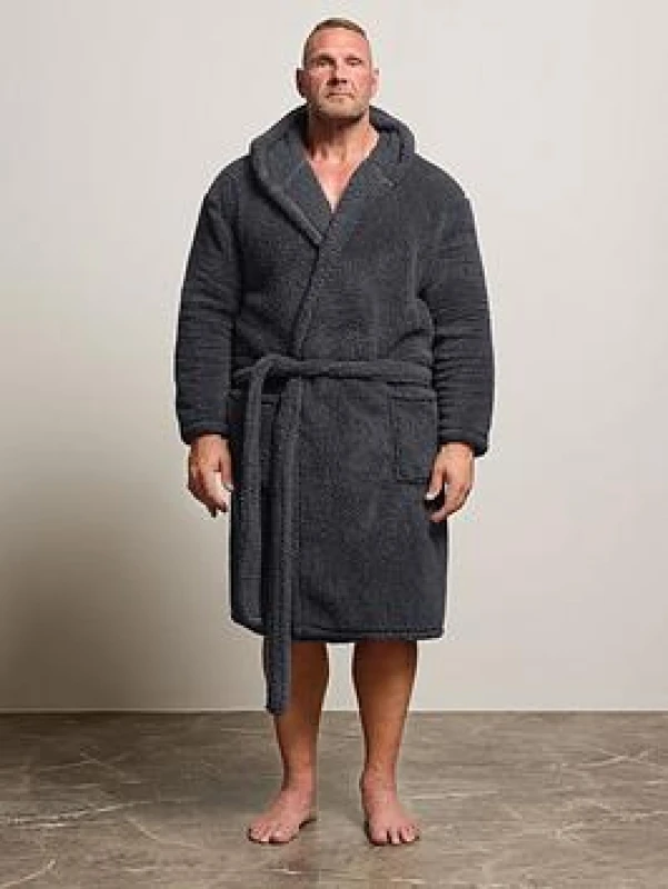 Image of BadRhino BadRhino Men Borg Dressing Gown in Grey Size: 5-6X-Large Grey 5-6XL Male 5063589341310