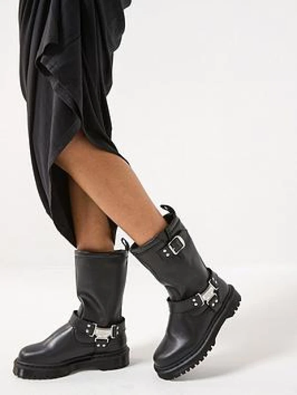 Image of Dr. Martens Anistone Hi Calf Boots in Leather Black Women 37 (4);41 (7);40 (6.5);39 (5.5 to 6);38 (5)