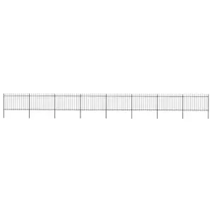 Image of Vidaxl Garden Fence With Spear Top Steel 13.6X1.2 M Black