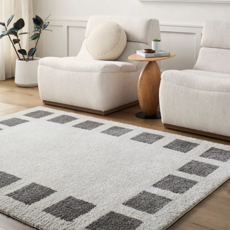 Image of Livabliss Machine Washable Modern Shaggy Charcoal Amine Area Rug 200 X 275cm - Easy Care, Non Shedding, Ideal For Living Room & Bedroom