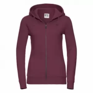Image of Russell Ladies Premium Authentic Zipped Hoodie (3-Layer Fabric) (XS) (Burgundy)
