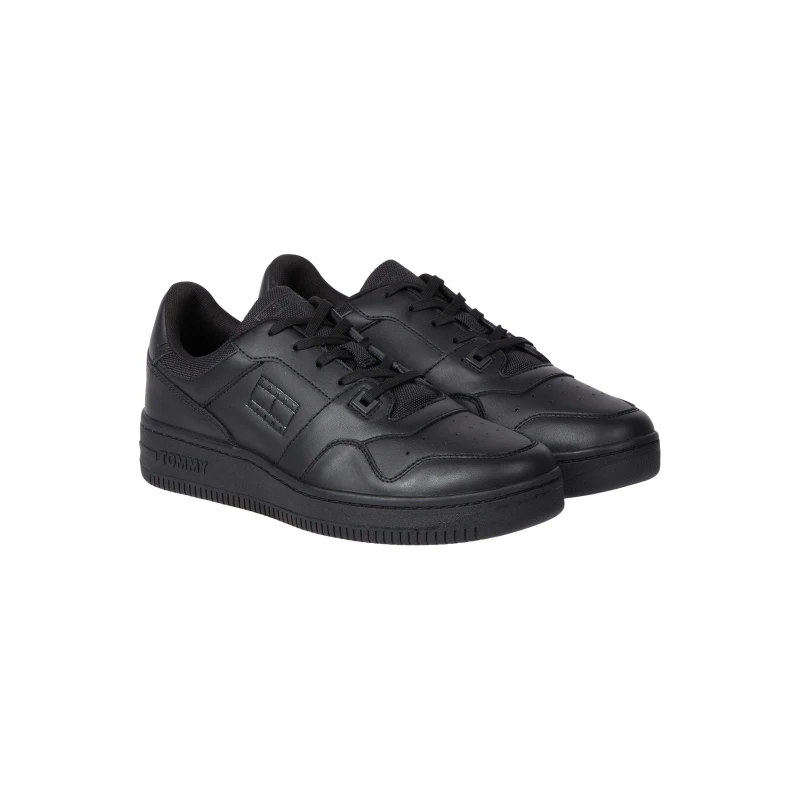 Image of Tommy Jeans Retro Leather Basket Trainers - Black 9