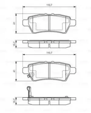 Image of Bosch 0986494369 BP1277 Brake Pad Set Disc Brake Rear Axle