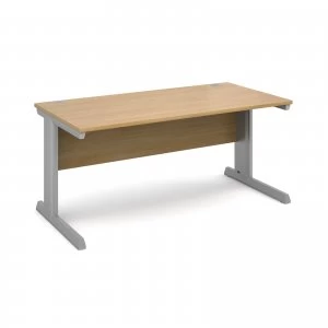 Image of Vivo Straight Desk 1600mm x 800mm - Silver Frame Oak Top