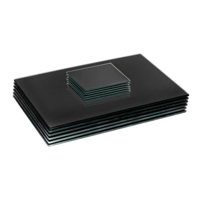 Image of Harbour Housewares 12Pc Glass Placemats & Coasters Set - 30 X 20Cm Black Dining Table Protection Place Mats Cup Drink Coasters