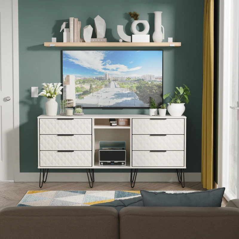 Image of Harlequin 6 Drawer Sideboard in Kashmir Matt - Ready Assembled - Lewis's Home TJ Hughes 5056812209969