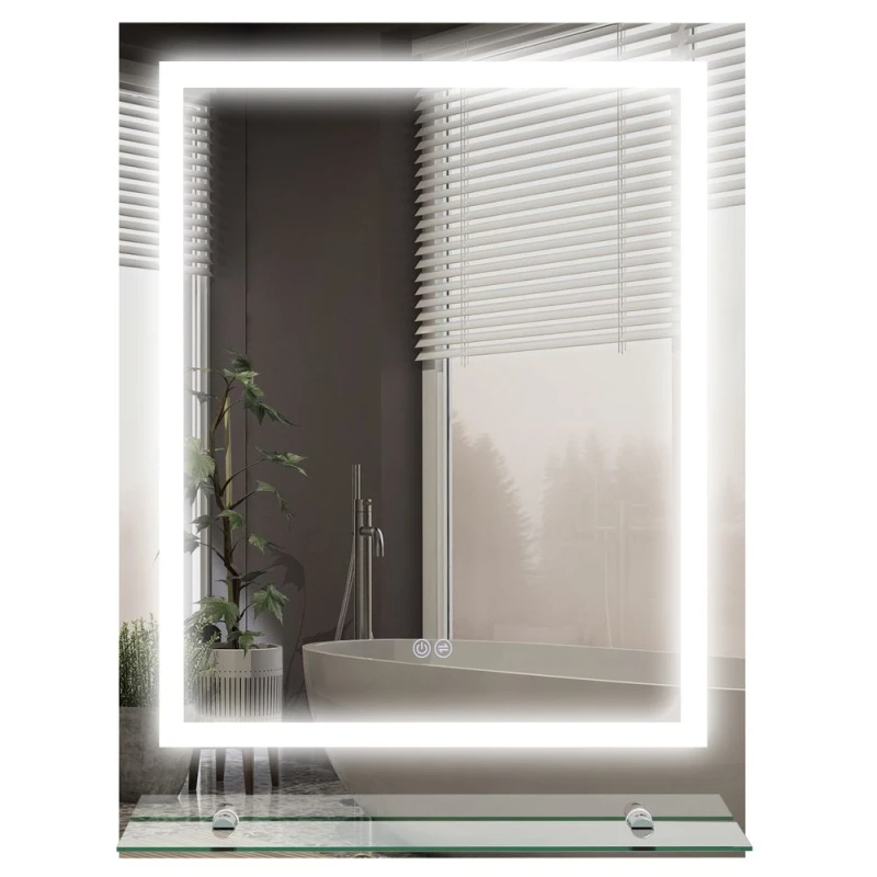 Image of Kleankin LED Bathroom Mirror With 3 Colours, Anti-fog Film, White 834-663V01CR