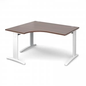 image of TR10 Deluxe Left Hand Ergonomic Desk 1400mm - White Frame Walnut Top