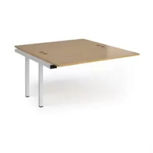 image of Bench Desk Add On 2 Person Rectangular Desks 1400mm Oak Tops With White Frames 1600mm Depth Connex