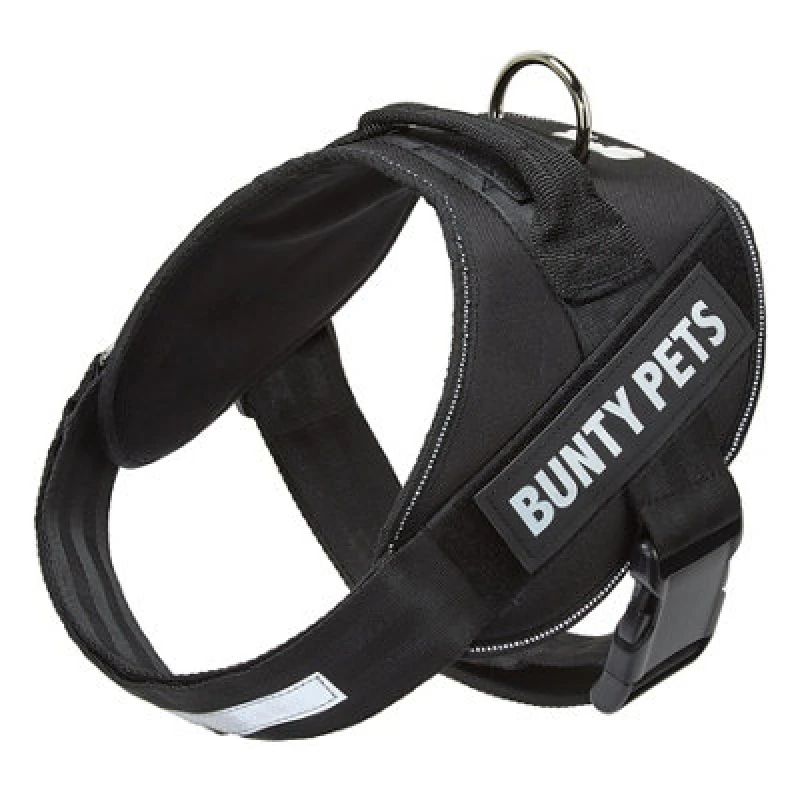 Image of Bunty Adjustable Dog Harness, Yukon - Adjustable Snug & Secure Fit, No Pull Design, Back Mounted D-Ring And Handle - Black Xxl