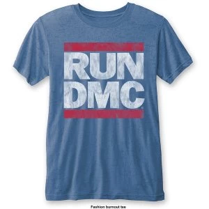 Image of Run DMC - Vintage Logo Unisex Large T-Shirt - Blue