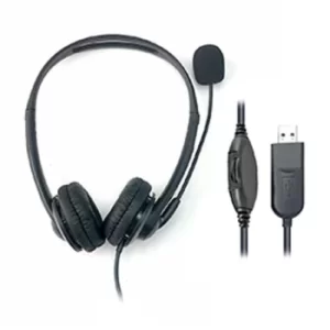 image of HIHO 218B Binaural USB-A Stereo Headset with Boom Mic