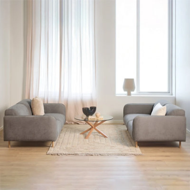 Image of Furniture To Go Westham Set Of 2 X2.5 Seater Sofas In Fay Dusty Brown Fabric