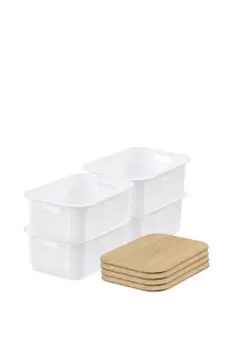 Image of 'Recycled Basket 15' with bamboo lids x4