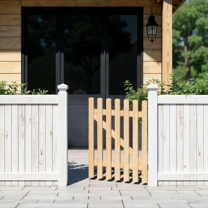 Image of Breeins 120cm H Garden Wood Fence Gate with Latch Brown Brown L