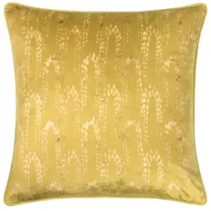 image of Wisteria Printed Velvet Cushion Chartreuse, Chartreuse / 50 x 50cm / Polyester Filled