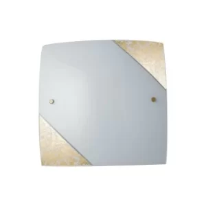 Image of Fan Europe PARIS 2 Light Patterned Glass Flush Ceiling Light Gold 30x30cm