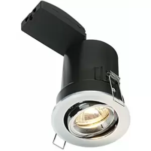 image of FIRE RATED GU10 Lamp Ceiling Down Light Chrome PUSH FIT FAST FIX Adjustable Tilt