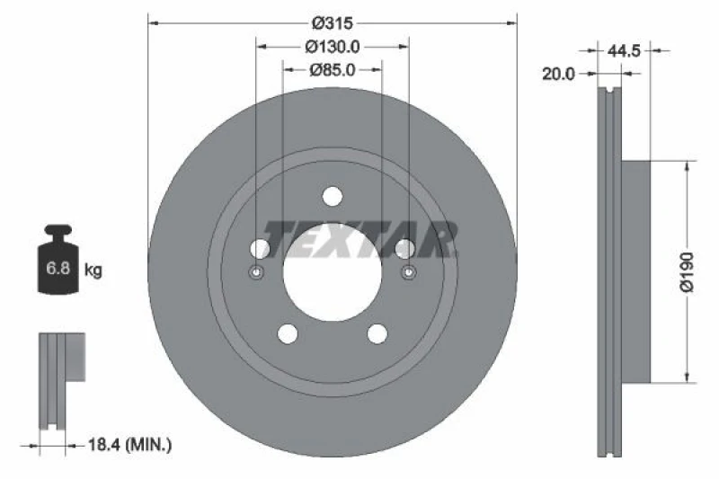 Image of Brake disc TEXTAR 92332903