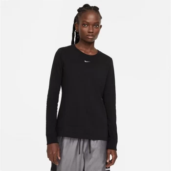 image of Nike Essential Long Sleeve T Shirt Ladies - Black/White