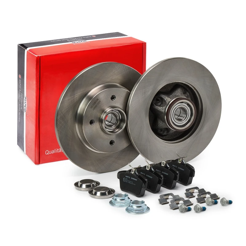 Image of MAPCO 47340 Brake disc and pads set Rear Axle, Brake Disc Type: solid, excl. wear warning contact, with wheel bearing kit Brake Set,disc brakes (3405