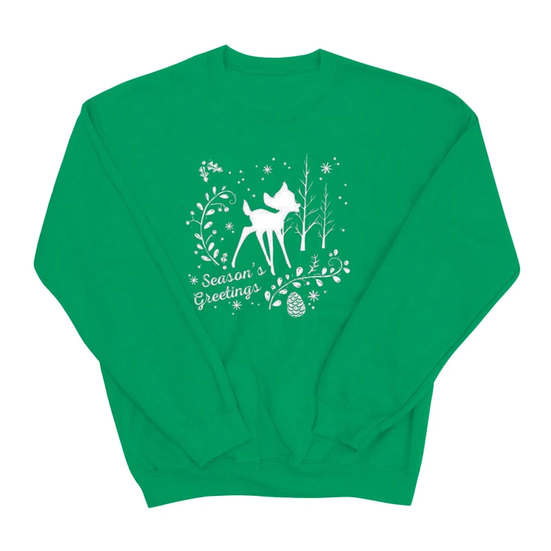 Image of Disney Men Bambi Christmas Greetings Sweatshirt in Green Size: Small Green S Male 5057736000410