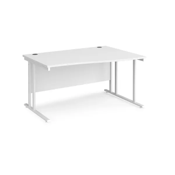 image of Maestro 25 Wave Desk White Frame and White Table Top - Right Hand - 1400mm