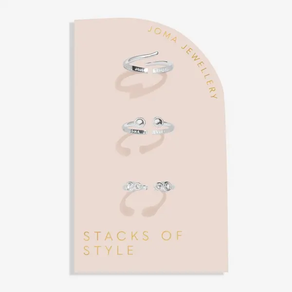 Image of Joma Jewellery Stacks Of Style Zirconia Silver Plated Set Of 3 Ring 72