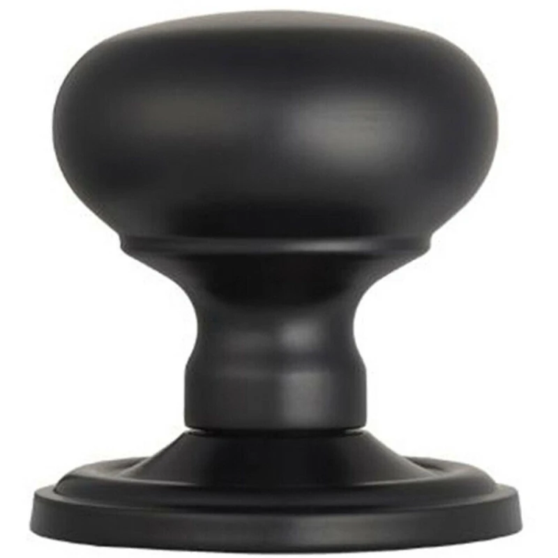 Image of Loops PAIR Mushroom Mortice Door Knob 59mm Dia Concealed Rose Matt Black unisex