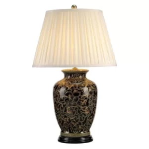 image of Morris 1 Light Large Table Lamp Black, Gold, E27